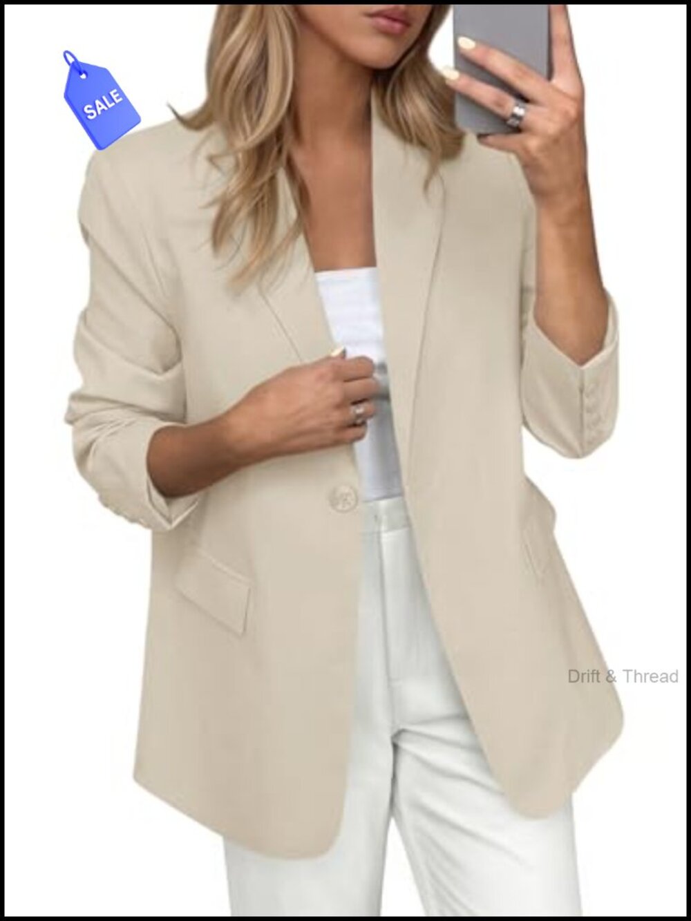 Womens Single Button Open Front Blazer Business Casual Lined